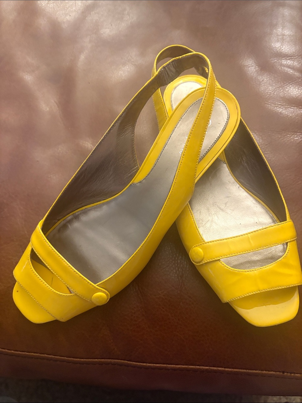 Cole Haan Yellow Slingback Peep-Toe Flats